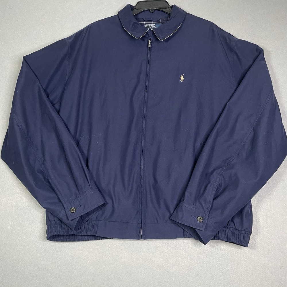 Polo Ralph Lauren Bi Swing Jacket Men's Navy Sz XL Plaid Lined Full Zip Bomber